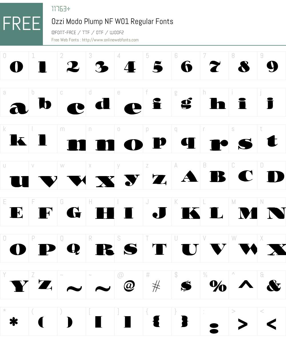 OzziModoPlumpNFW01-Regular Font Screenshots