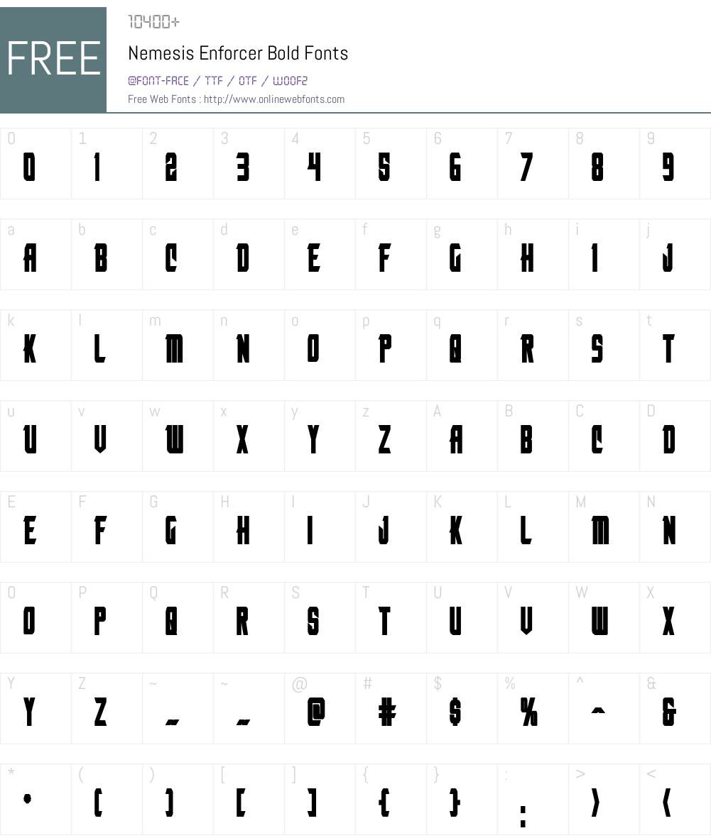 Nemesis Enforcer Bold Font Screenshots