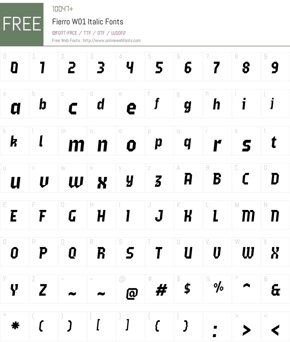 FierroW01-Italic Font Screenshots
