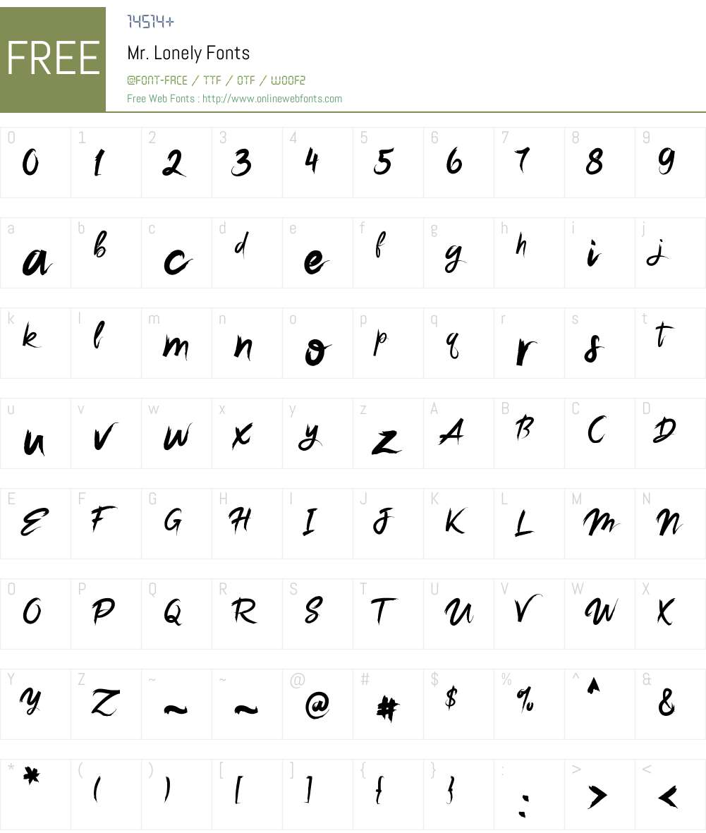 Mr. Lonely Font Screenshots