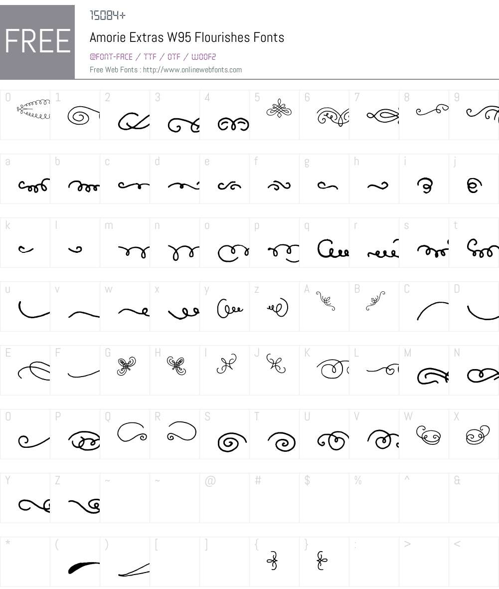 AmorieExtrasW95-Flourishes Font Screenshots
