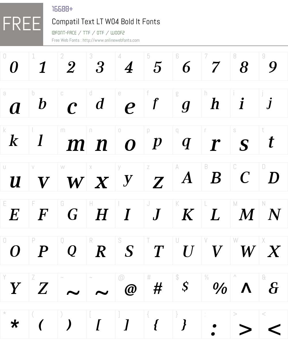 CompatilTextLTW04-BoldIt Font Screenshots