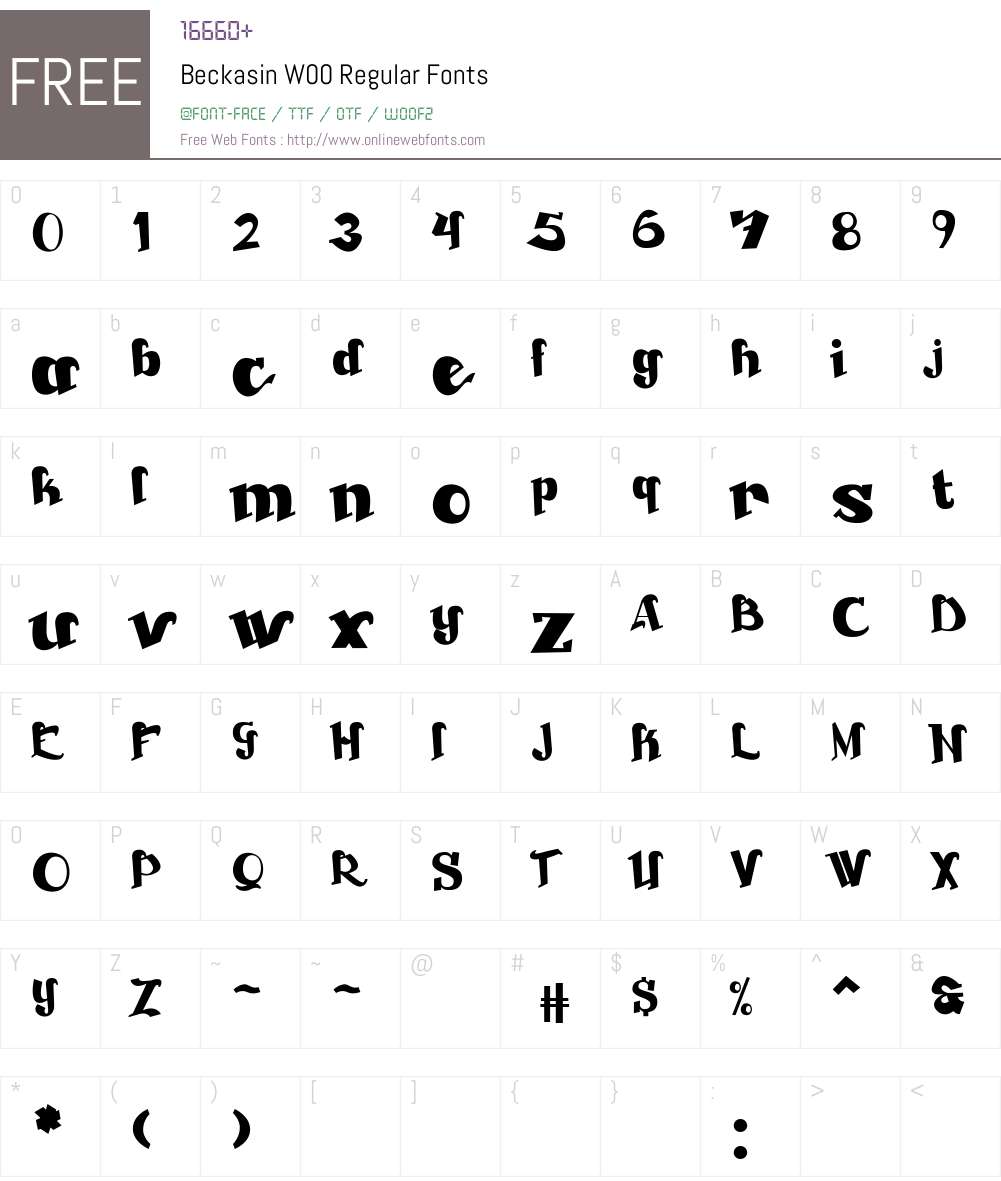 BeckasinW00-Regular Font Screenshots