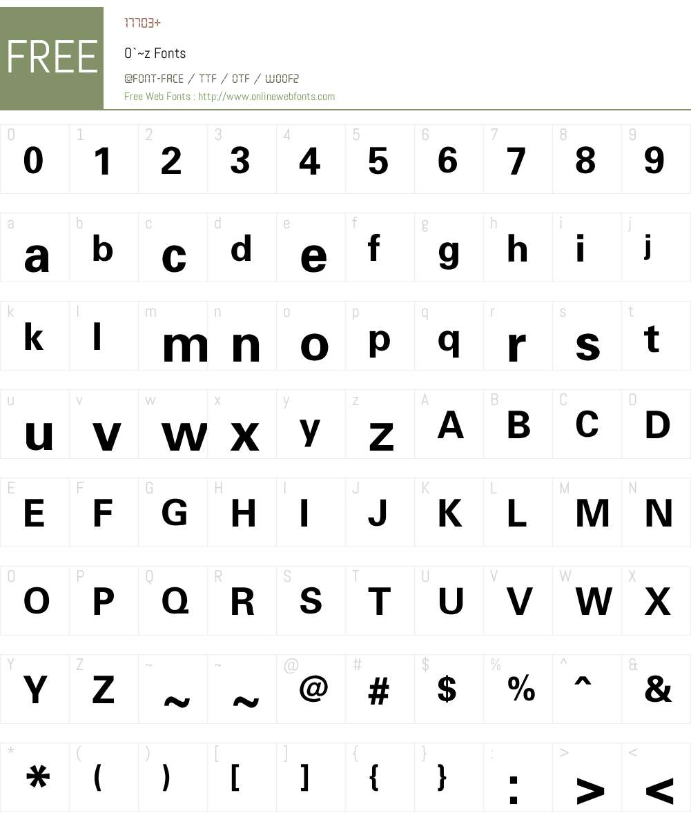 O`~z Font Screenshots