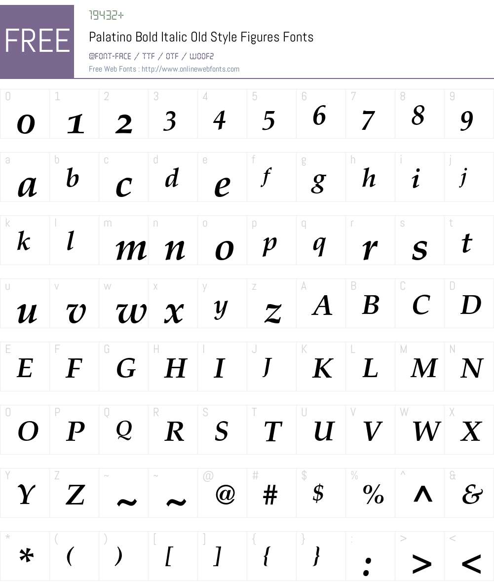 Palatino Font Screenshots