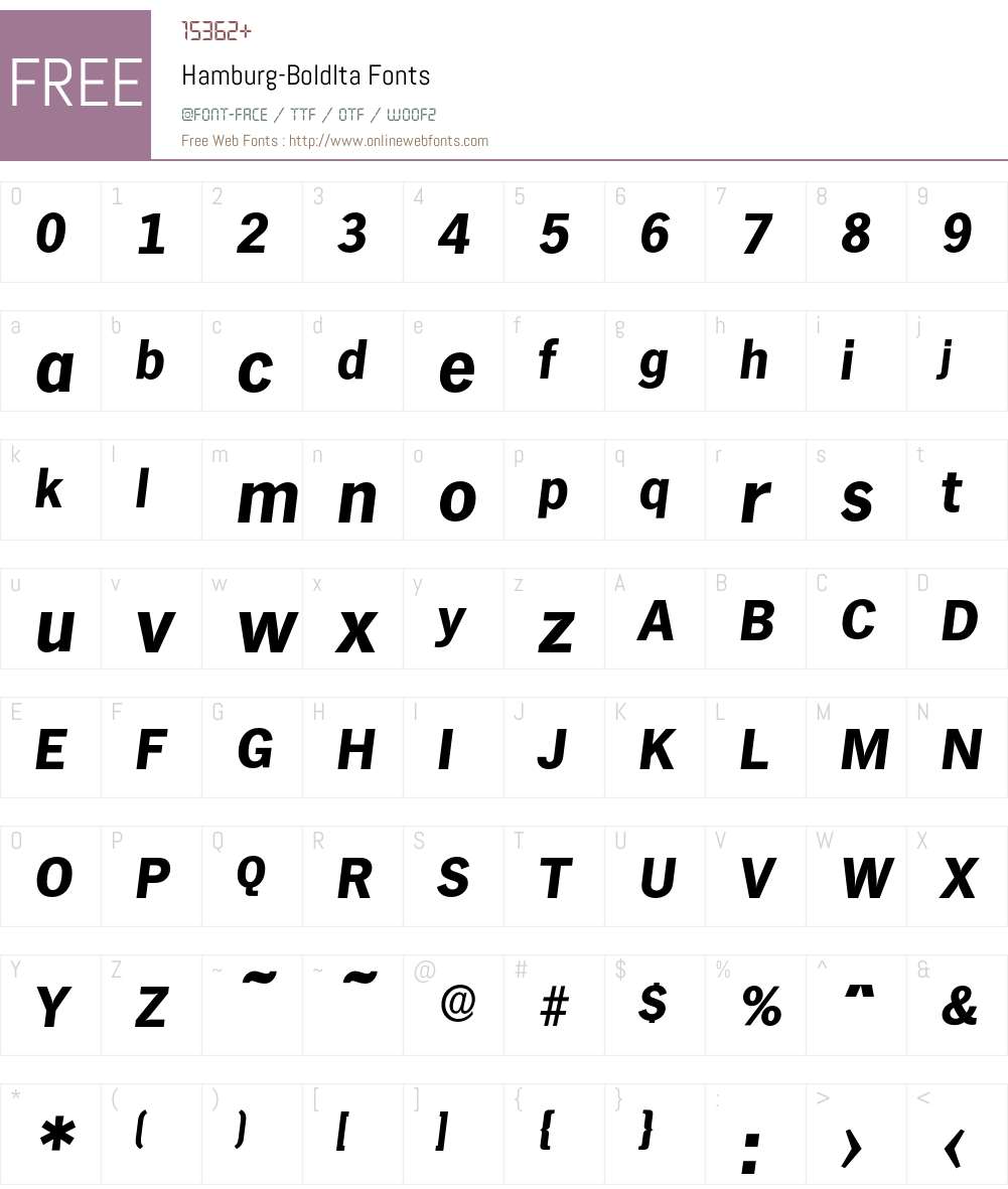 Hamburg-BoldIta Font Screenshots