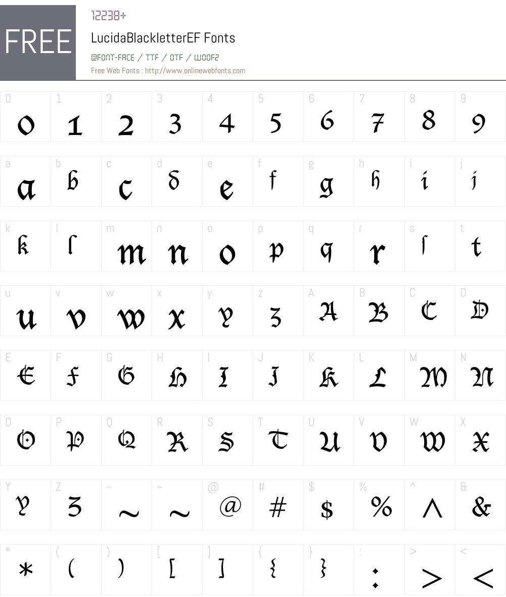 LucidaBlackletterEF Font Screenshots