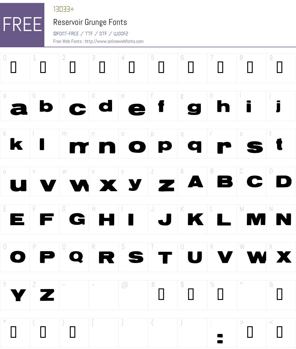 Reservoir Grunge Font Screenshots