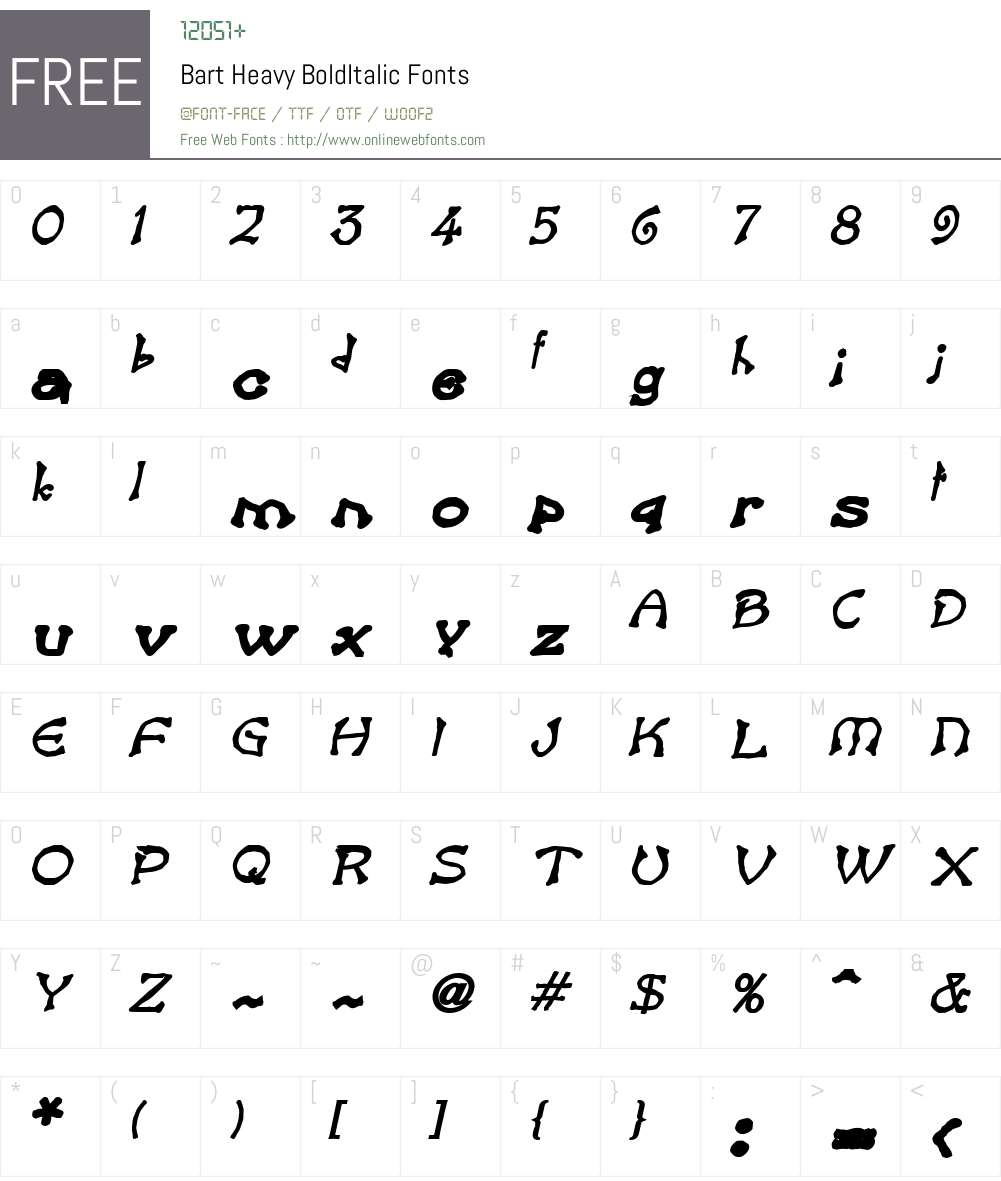 Bart Heavy Font Screenshots