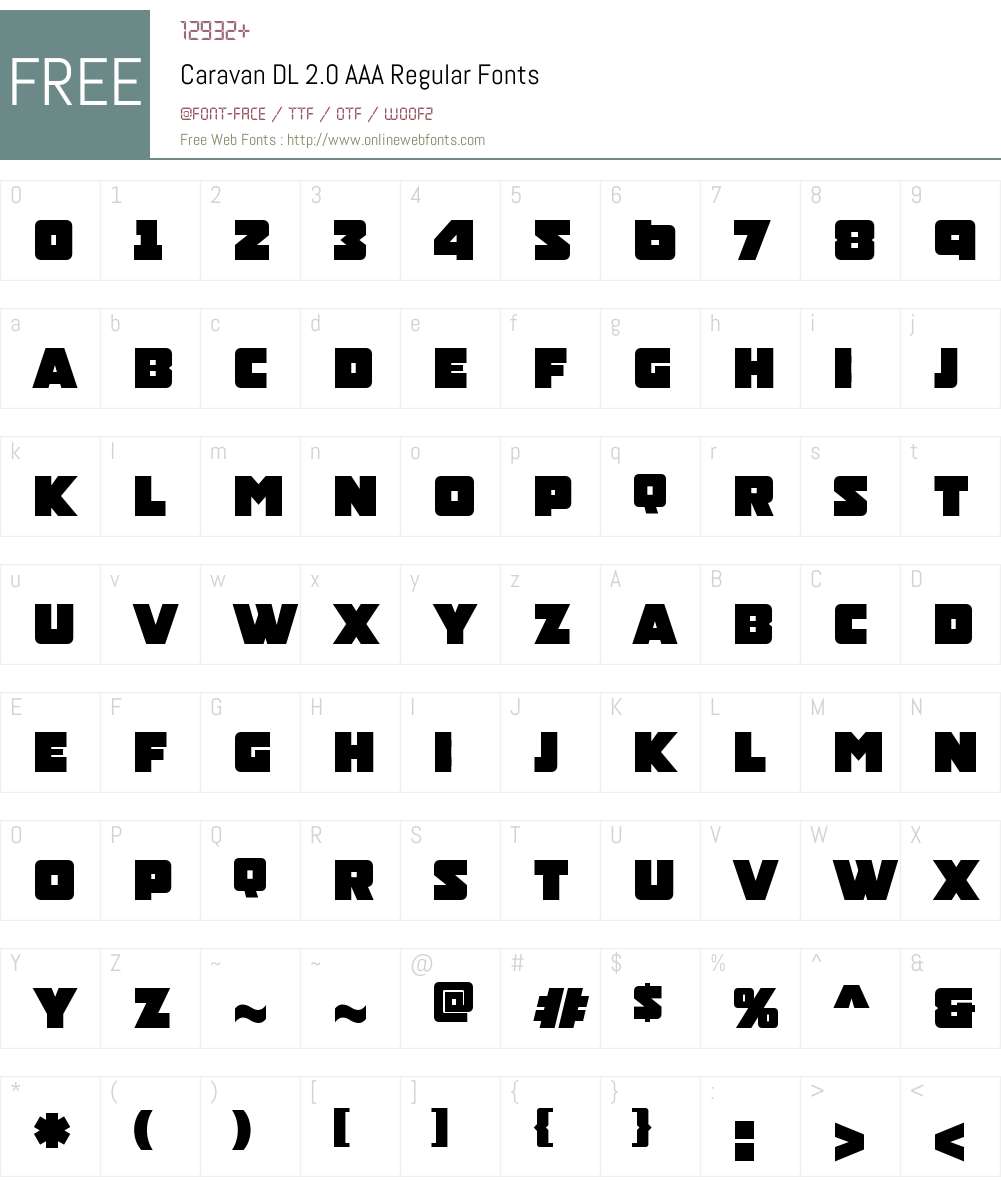 Caravan DL 2.0 AAA Font Screenshots