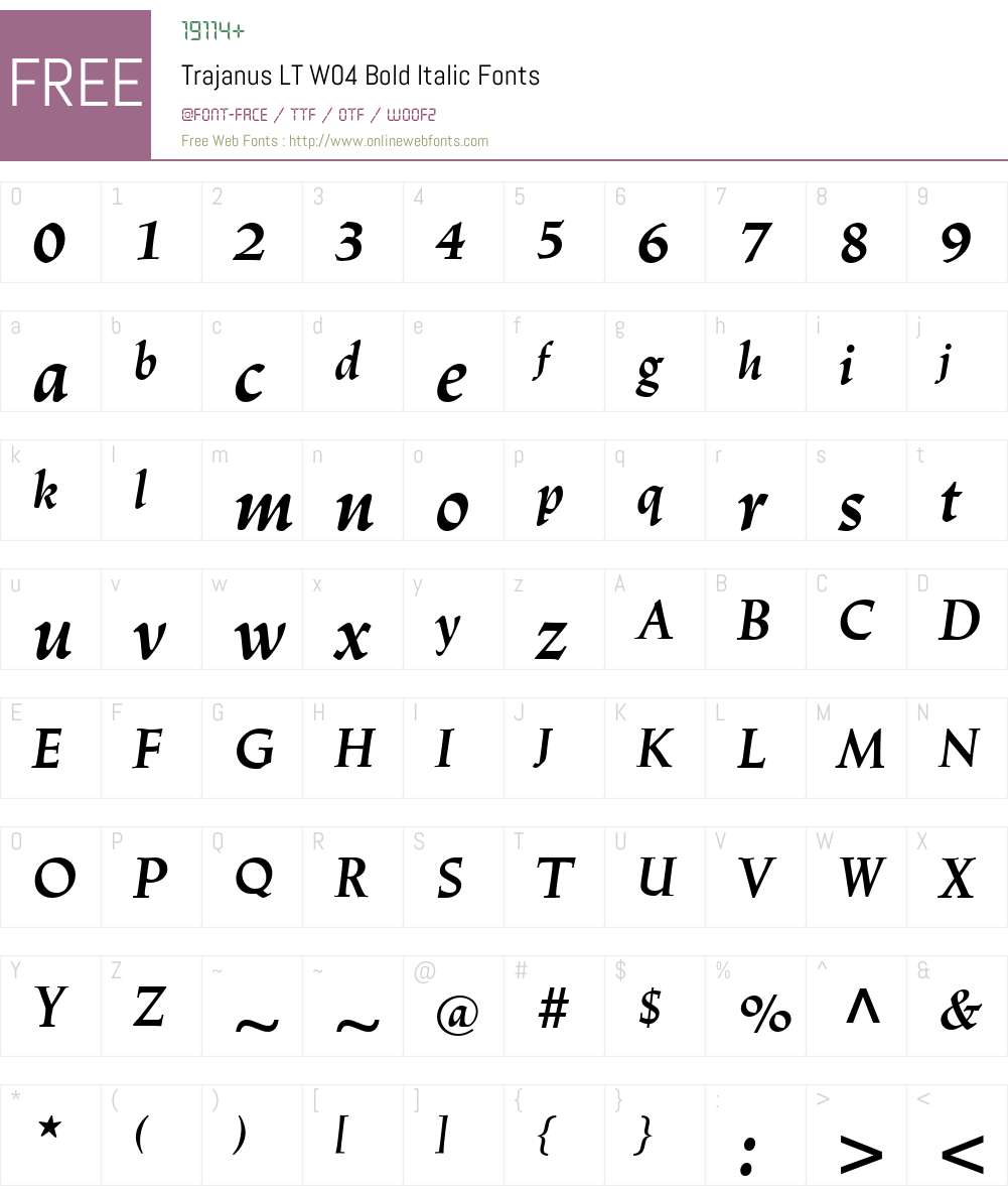 Linotype Trajanus Font Screenshots