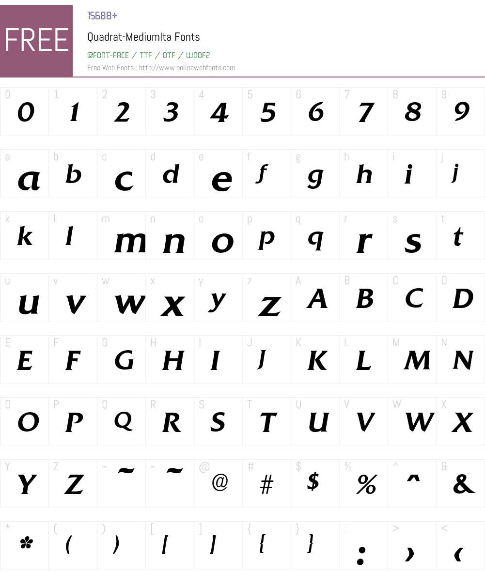 Quadrat-MediumIta Font Screenshots