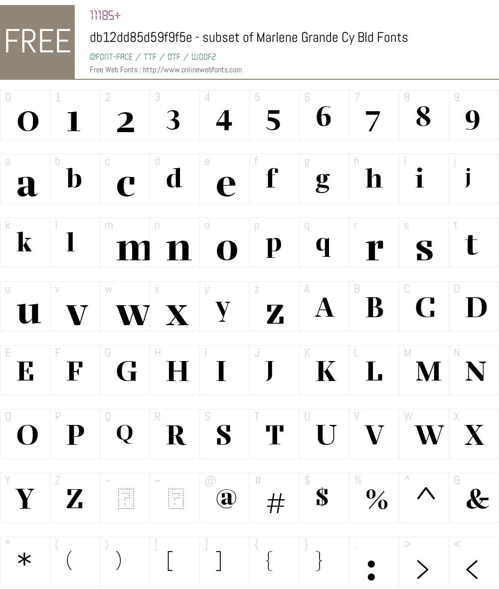 db12dd85d59f9f5e - subset of Marlene Grande Cy Bld Font Screenshots
