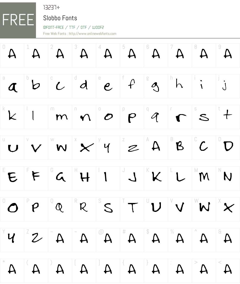 Slobbo Font Screenshots