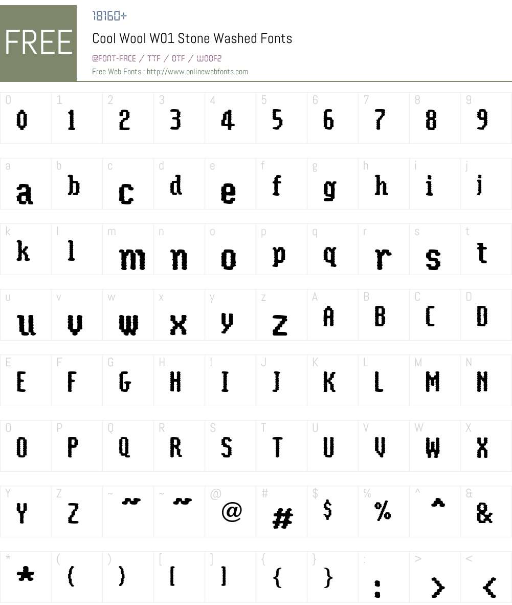 CoolWoolW01-StoneWashed Font Screenshots