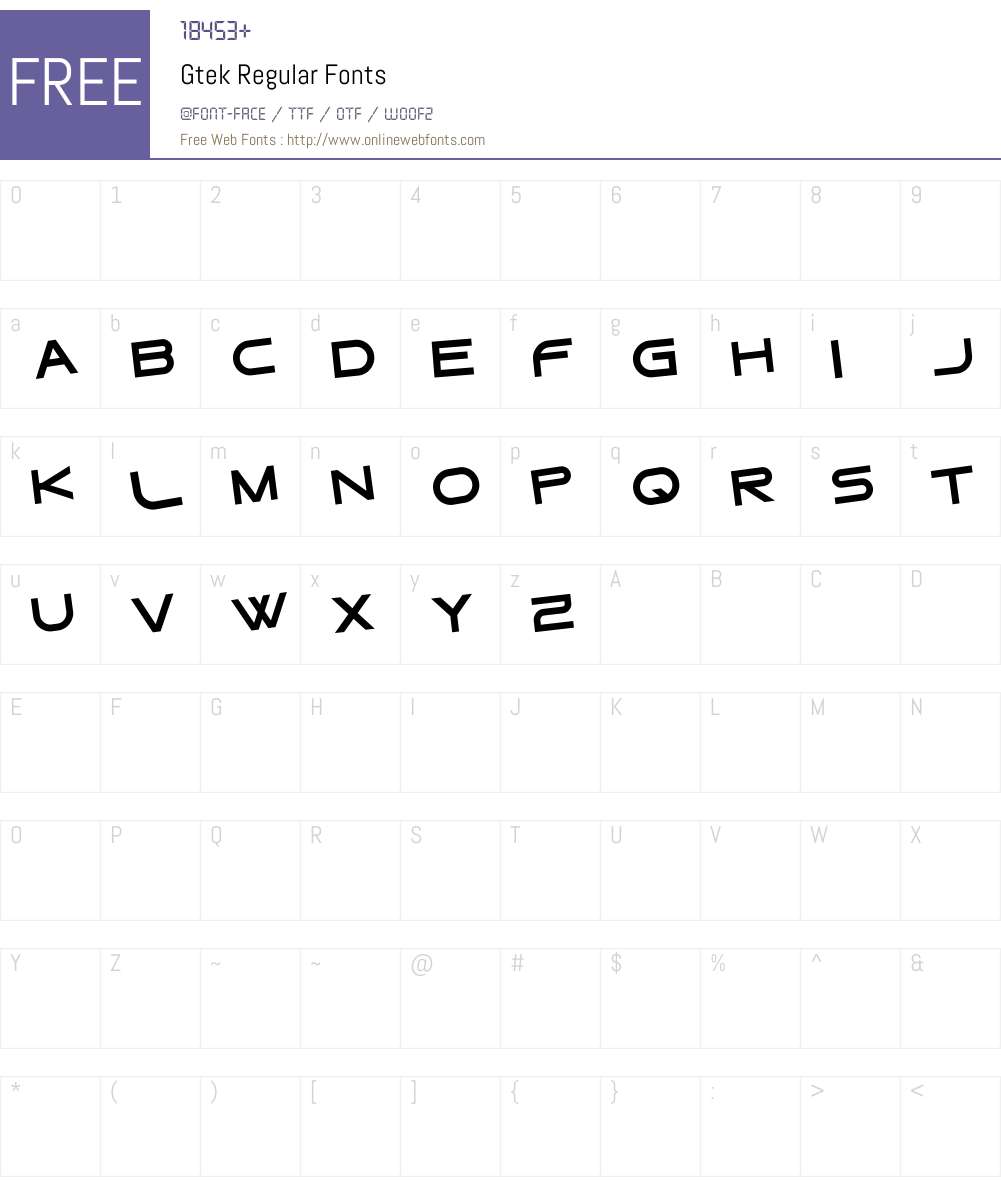 Gtek Regular Font Screenshots