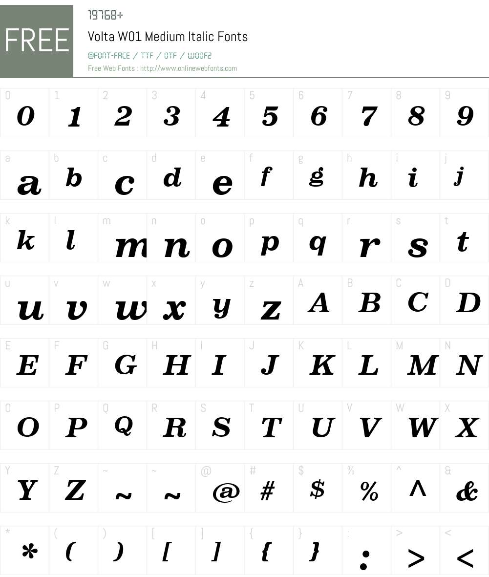 VoltaW01-MediumItalic Font Screenshots