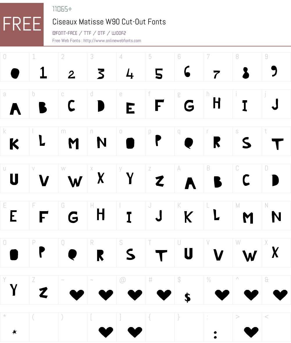CiseauxMatisseW90-Cut-Out Font Screenshots