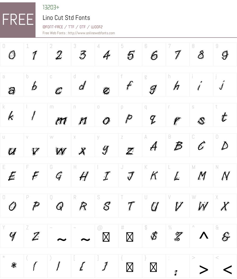 Lino Cut Std Font Screenshots