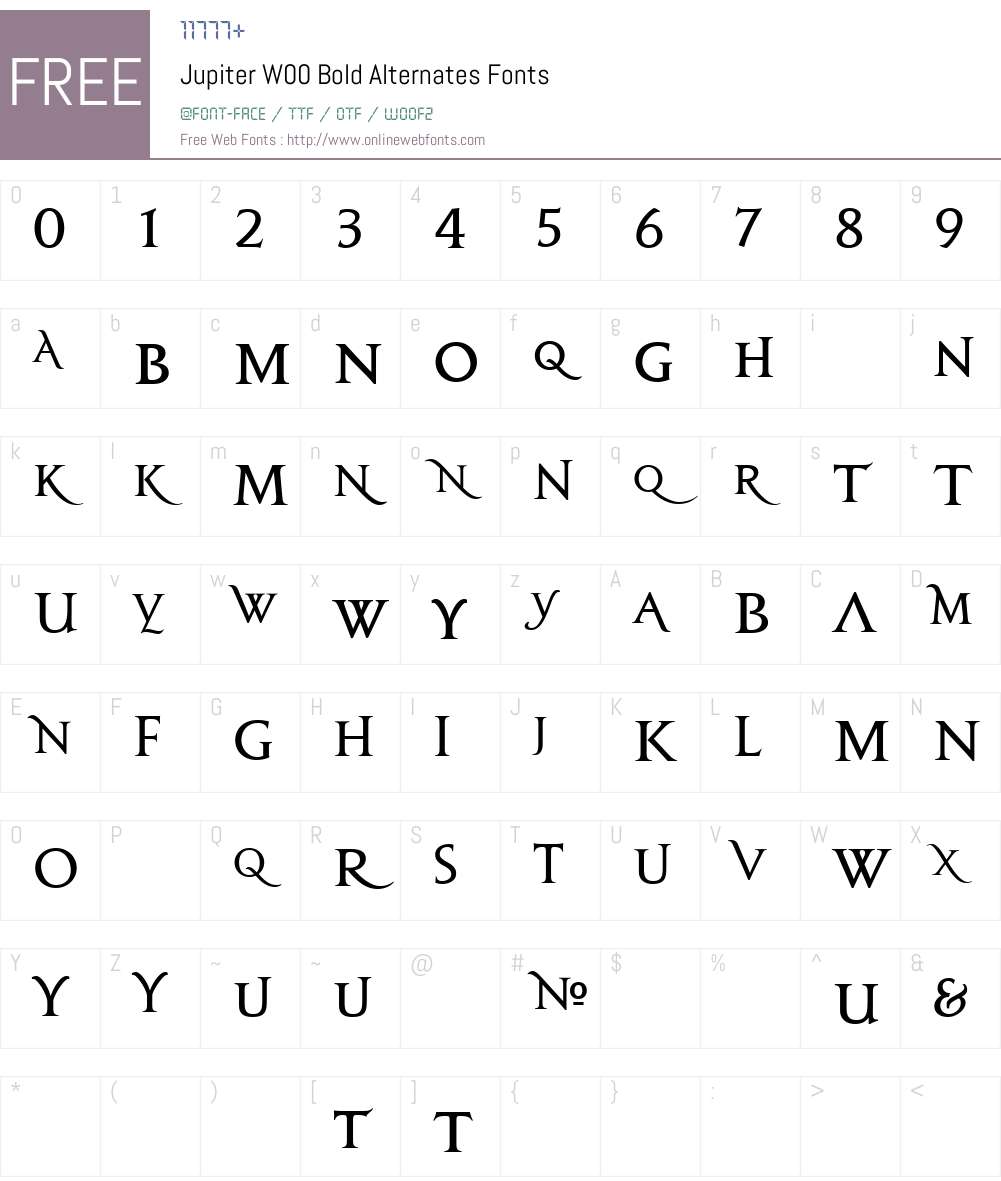 JupiterW00-BoldAlternates Font Screenshots