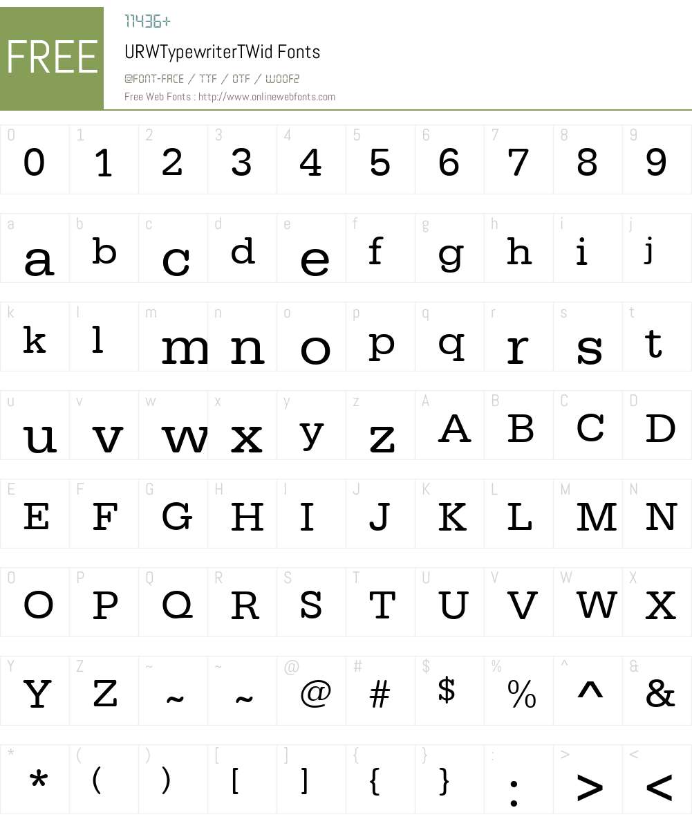 URWTypewriterTWid Font Screenshots