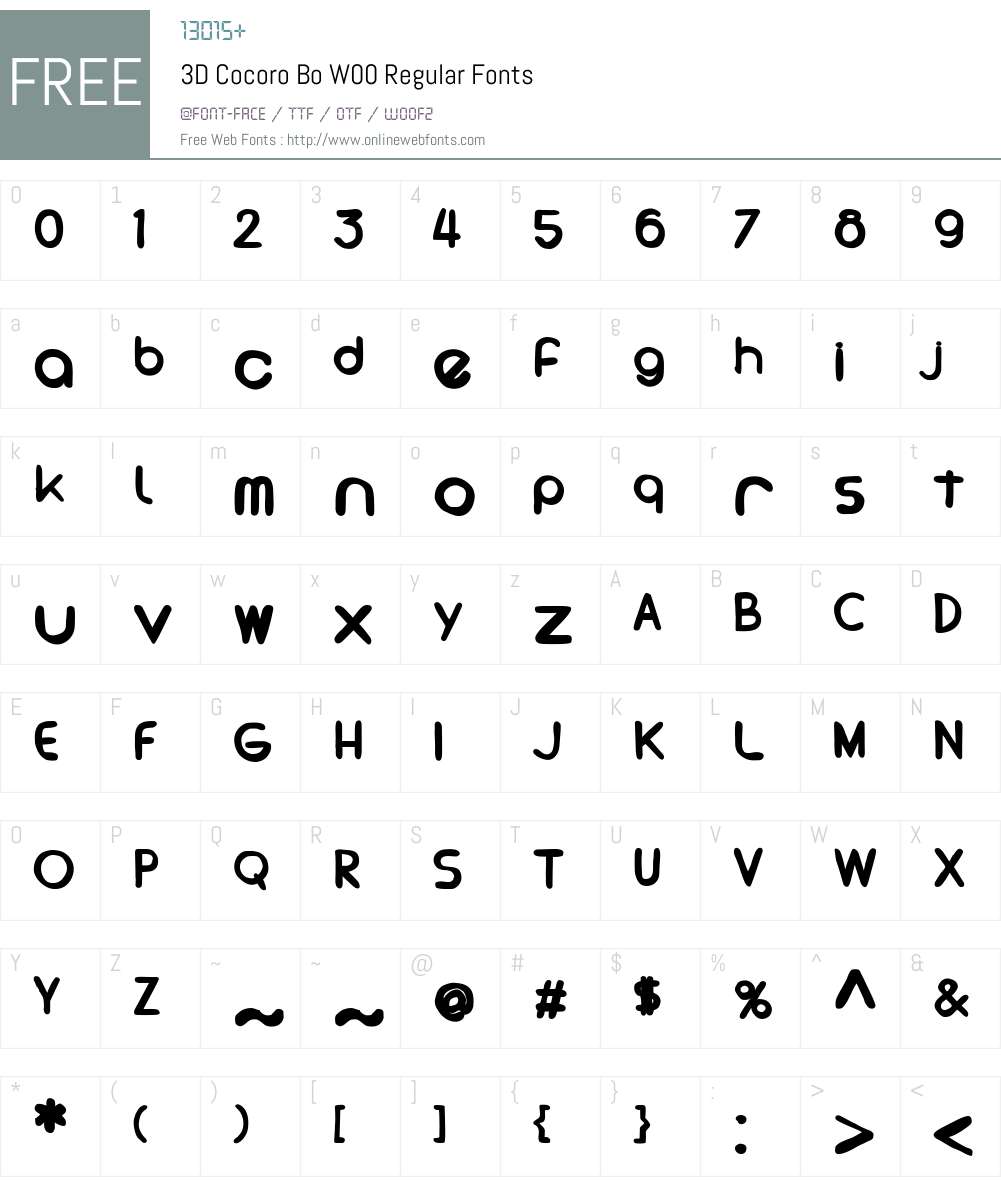 3DCocoroBoW00-Regular Font Screenshots