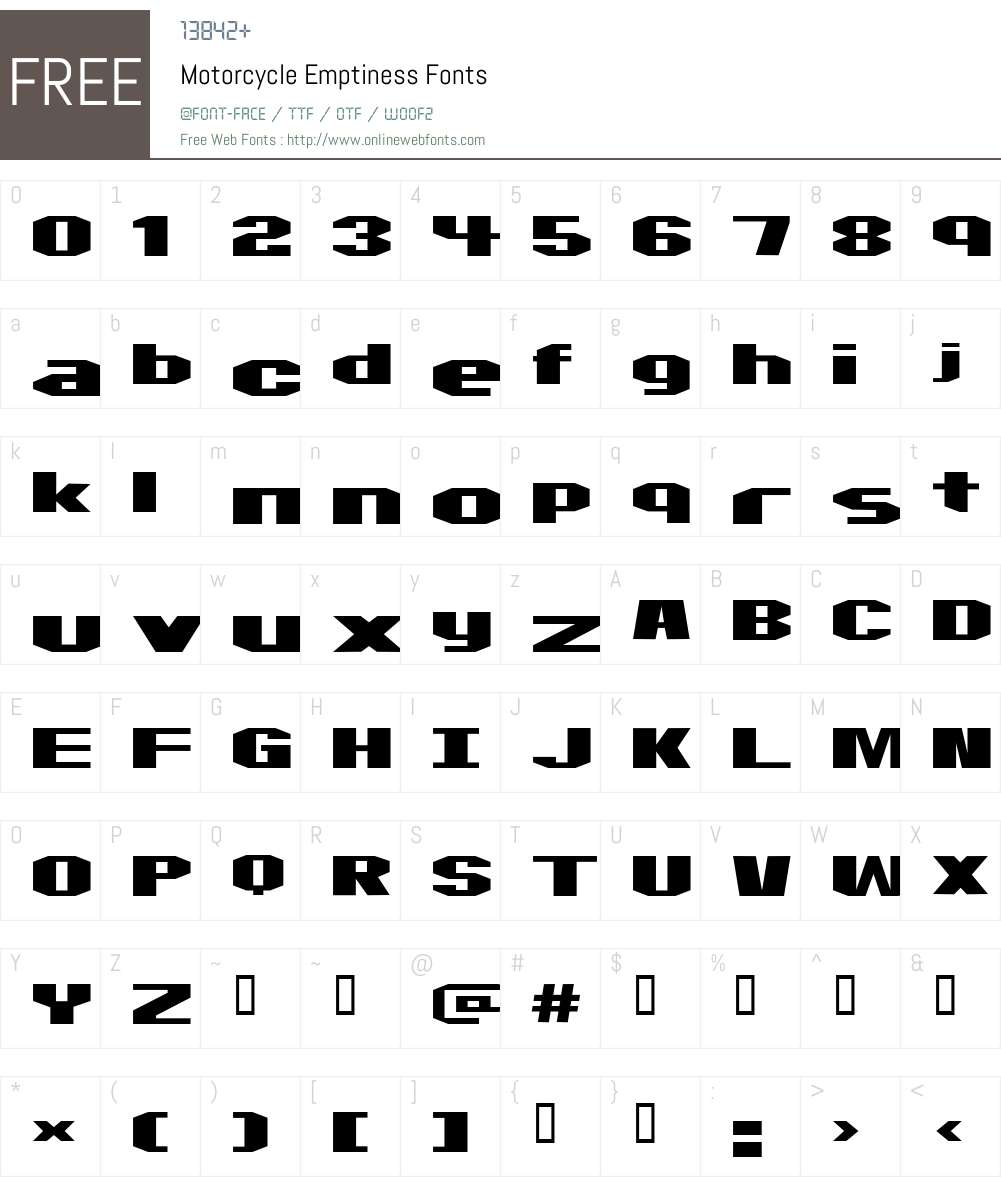 Motorcycle Emptiness Font Screenshots
