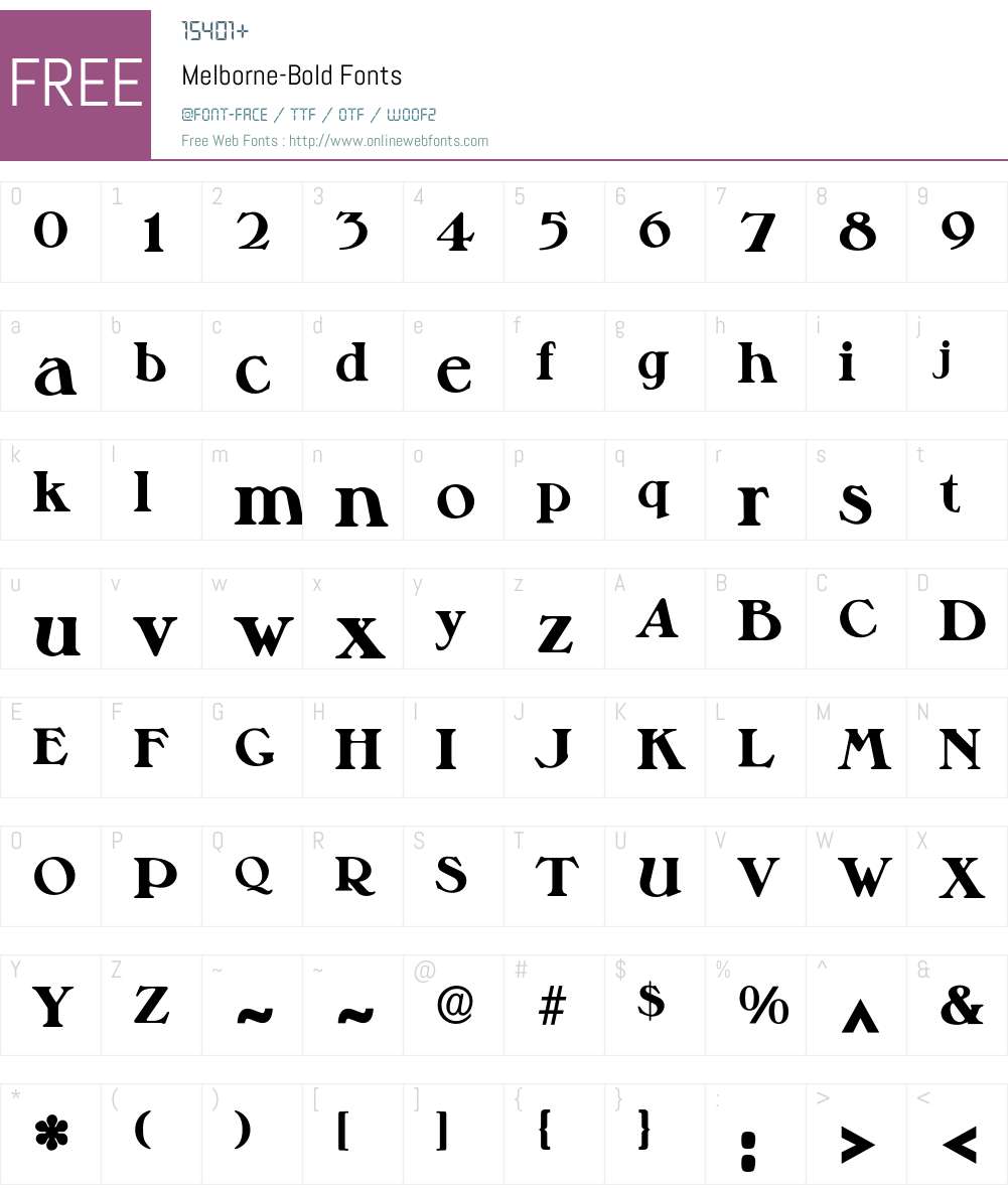 Melborne-Bold Font Screenshots
