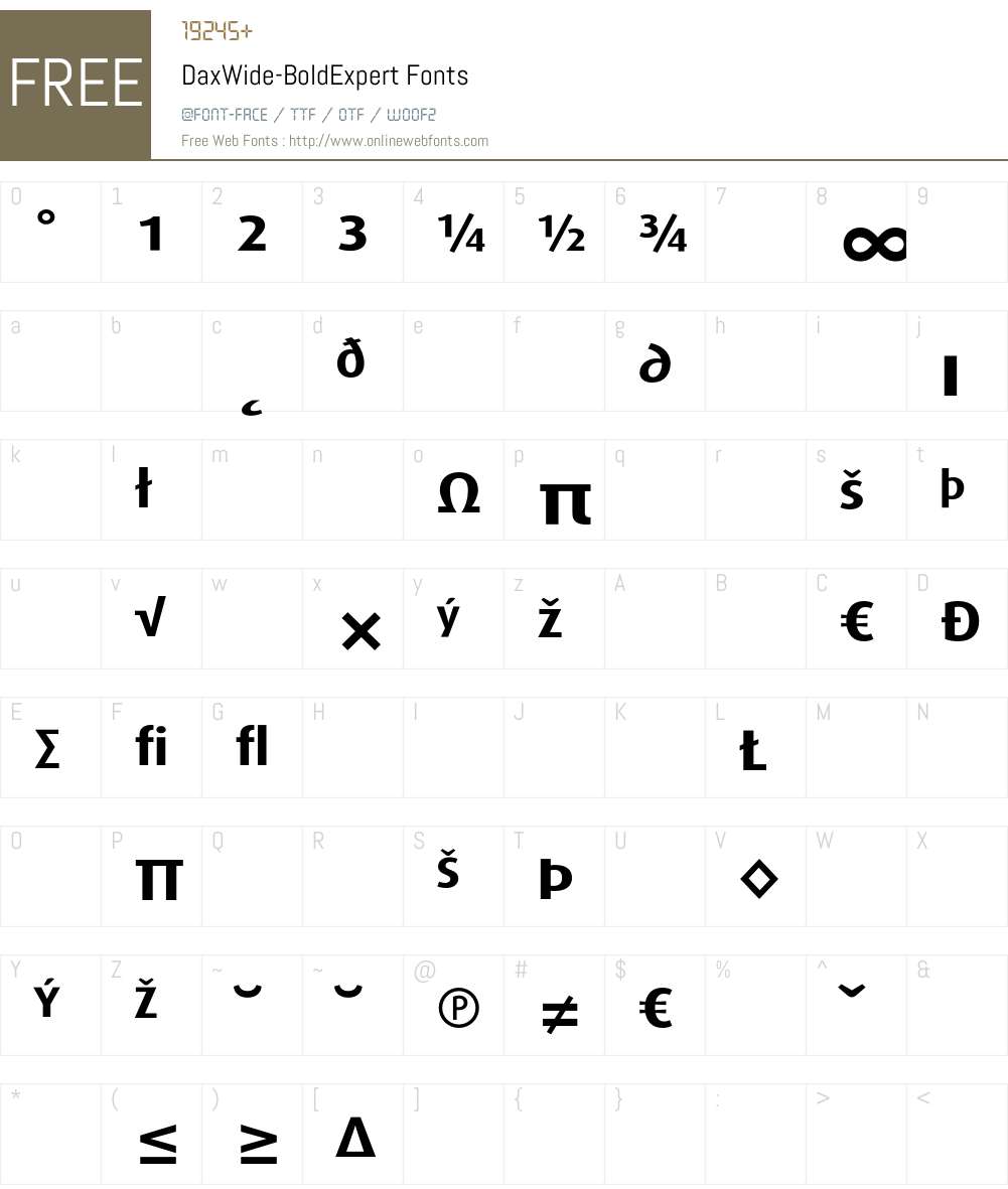 DaxWide Font Screenshots