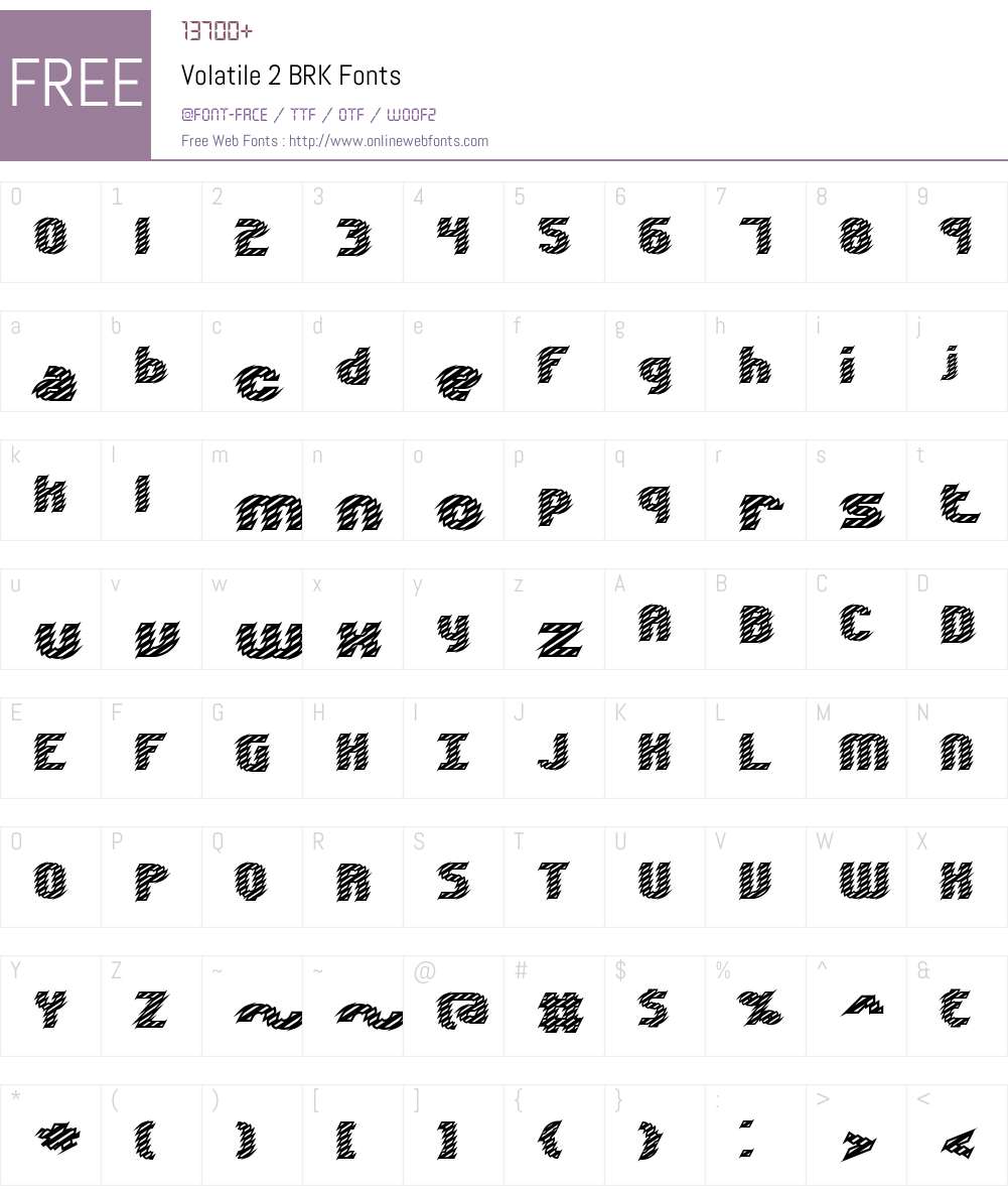 Volatile 2 BRK Font Screenshots