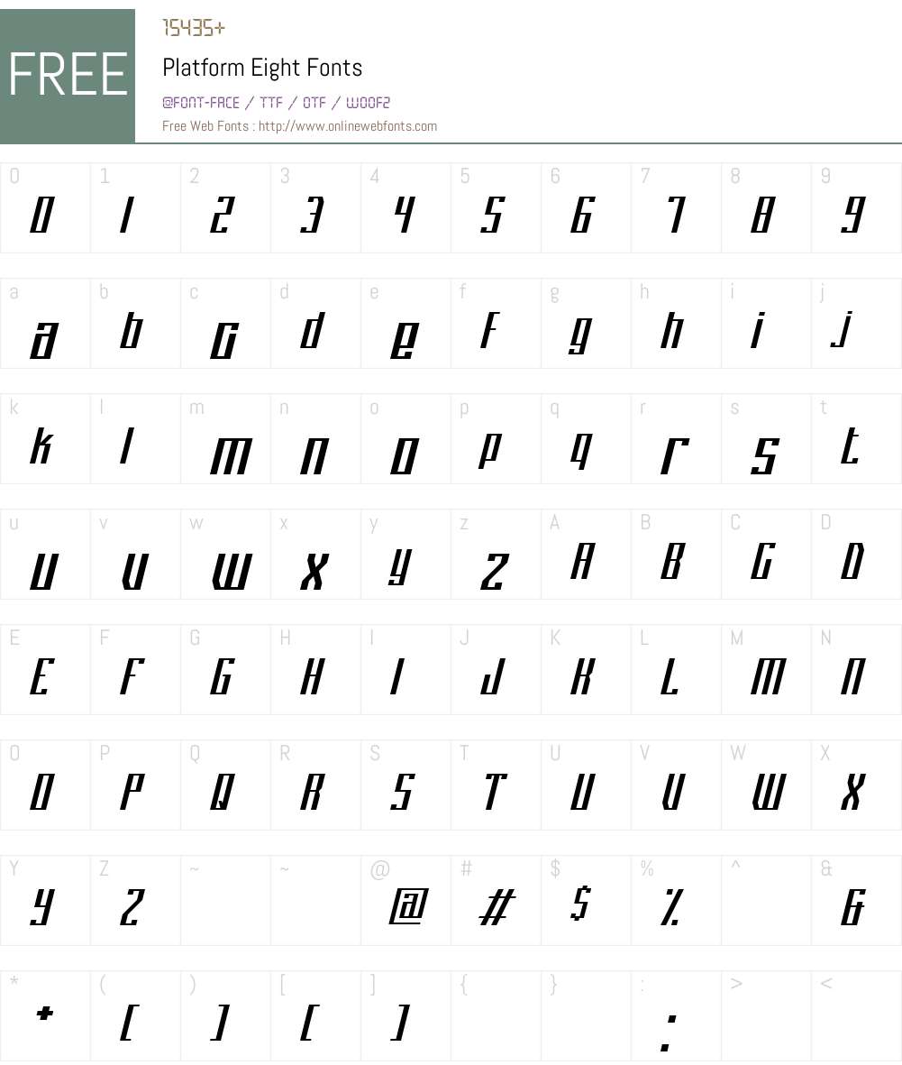 Platform Eight Font Screenshots