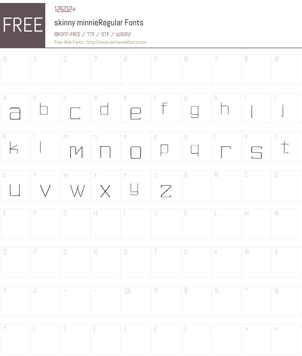 skinny minnie Font Screenshots