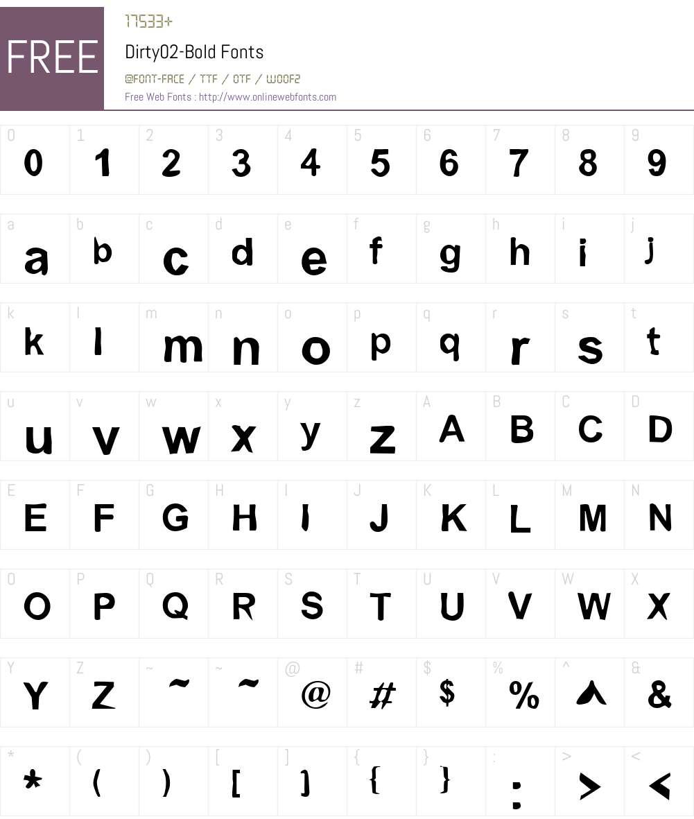 Dirty02 Font Screenshots