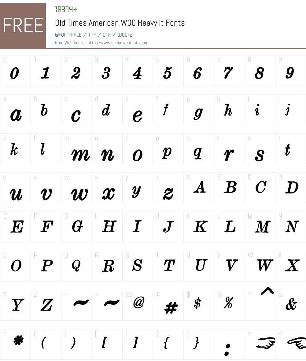 OldTimesAmericanW00-HvIt Font Screenshots