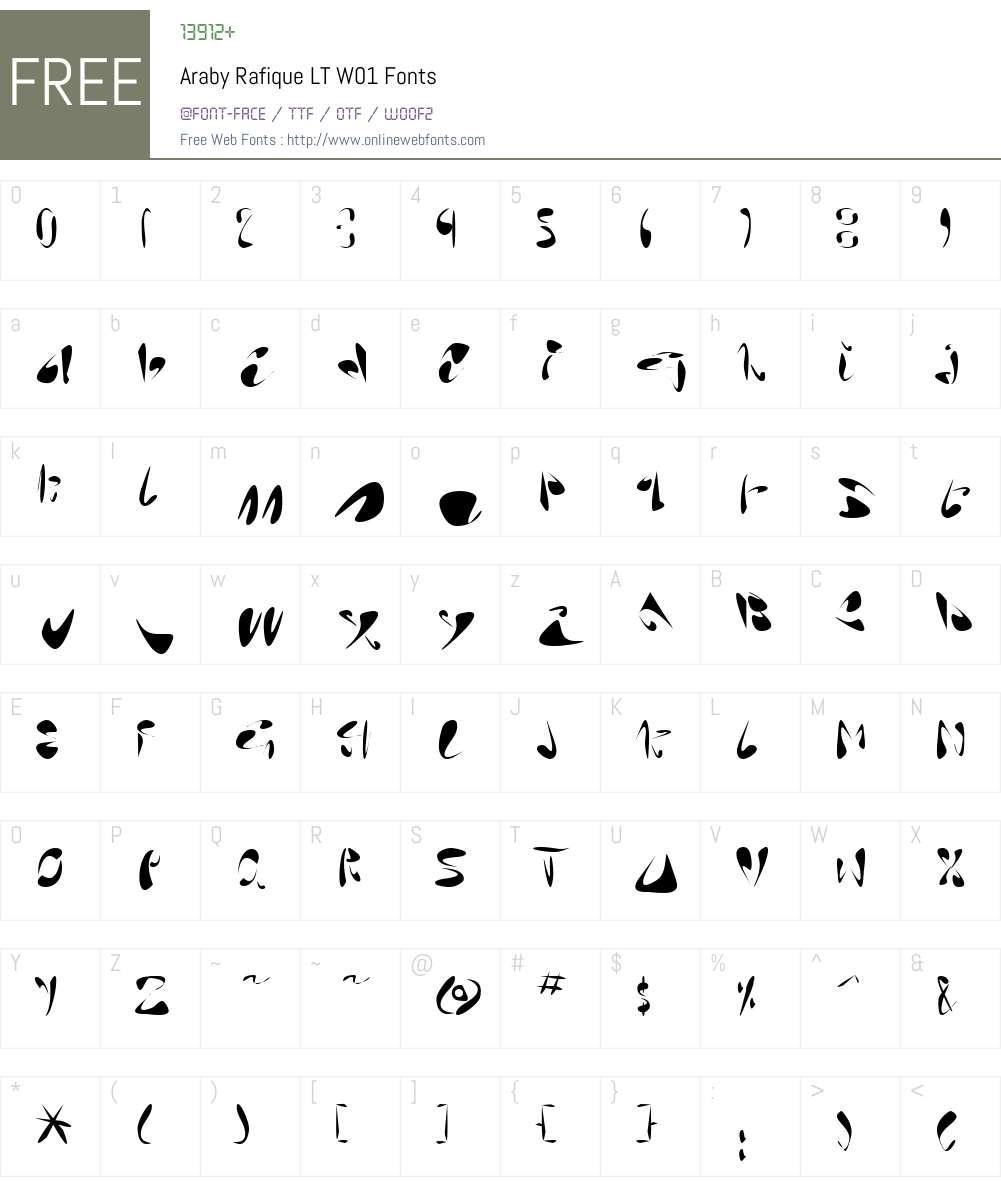 ArabyRafiqueLTW01 Font Screenshots