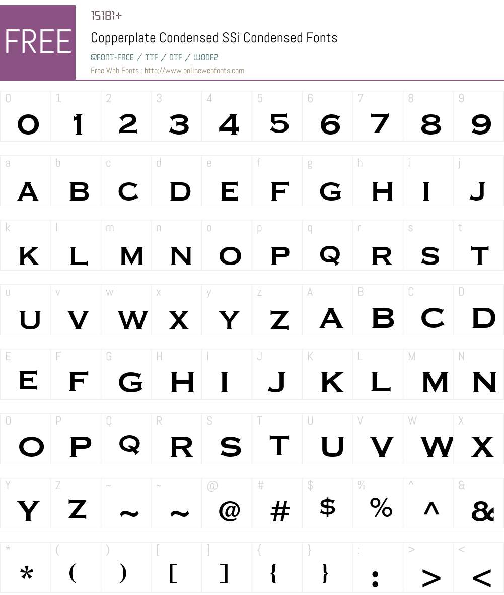 Copperplate Condensed SSi Font Screenshots