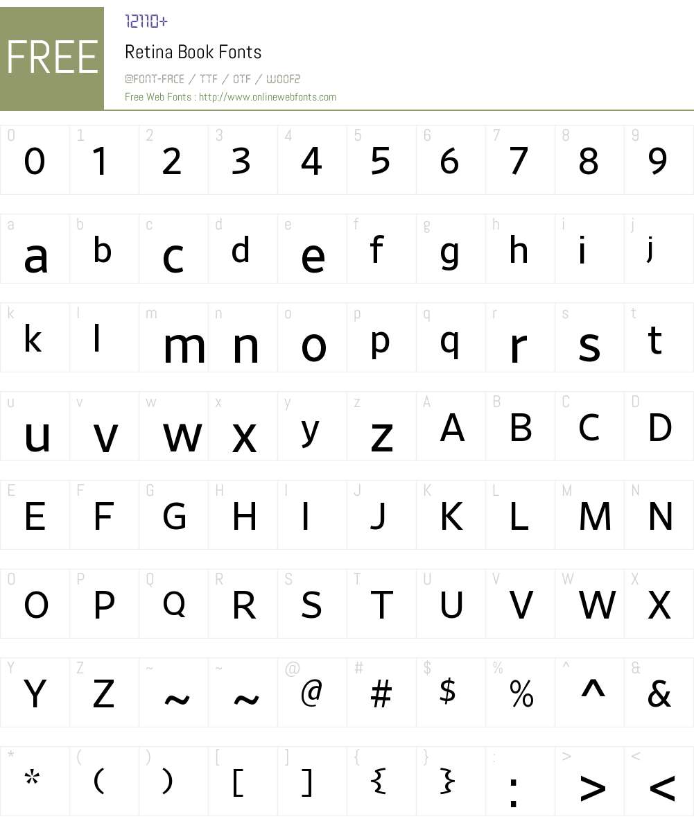 Retina Book Font Screenshots