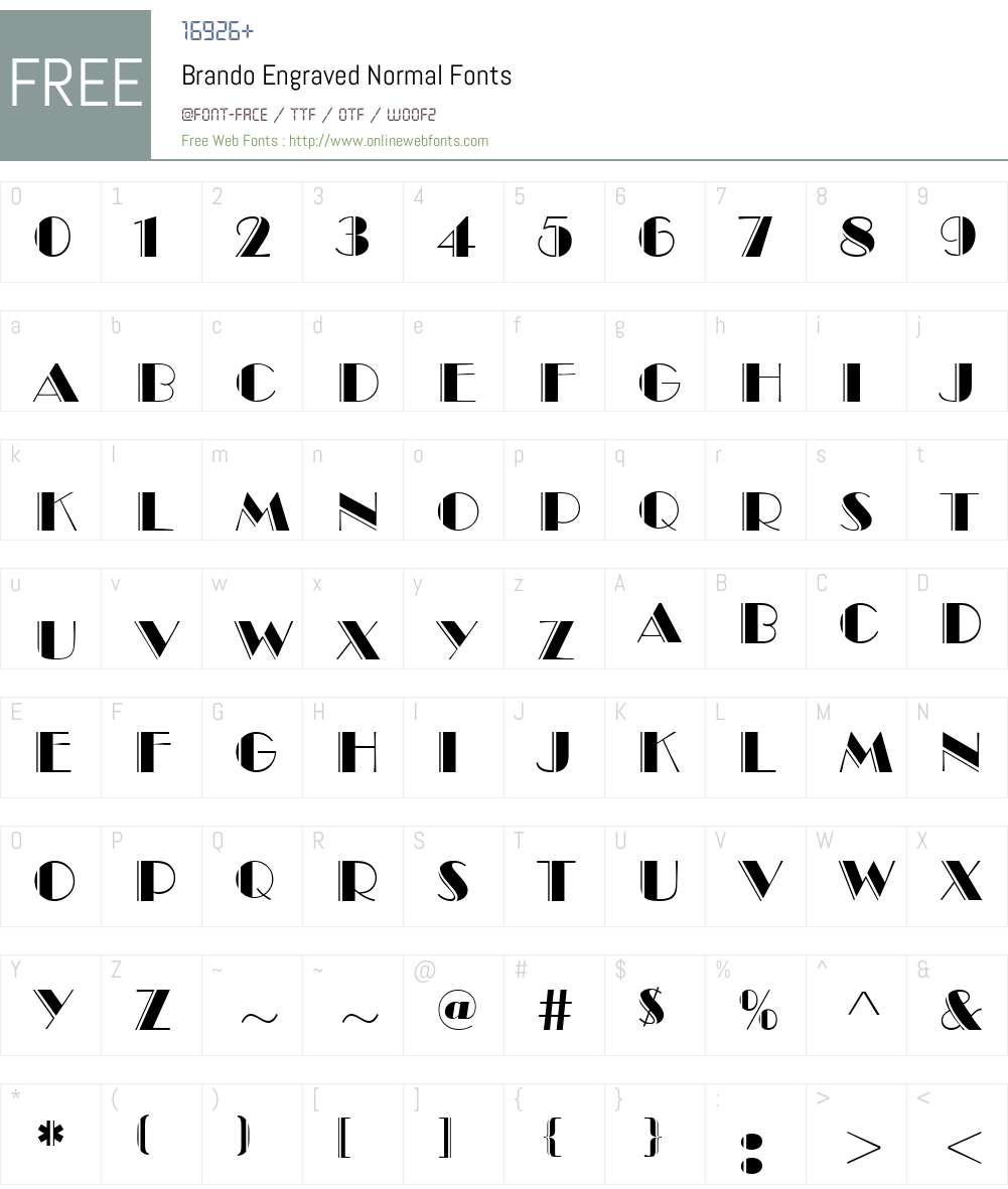 Brando Engraved Font Screenshots