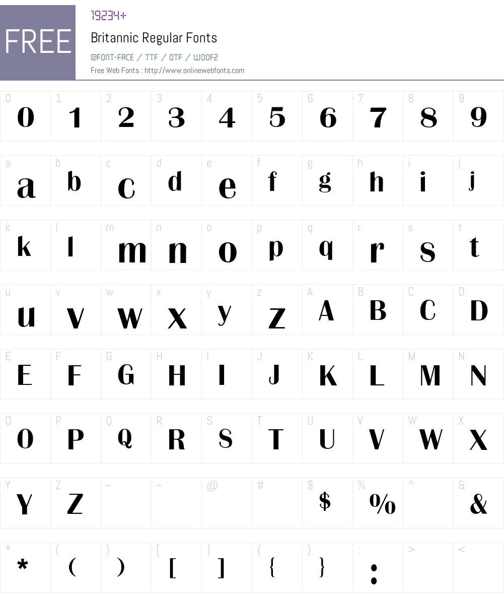 Britannic BQ Font Screenshots