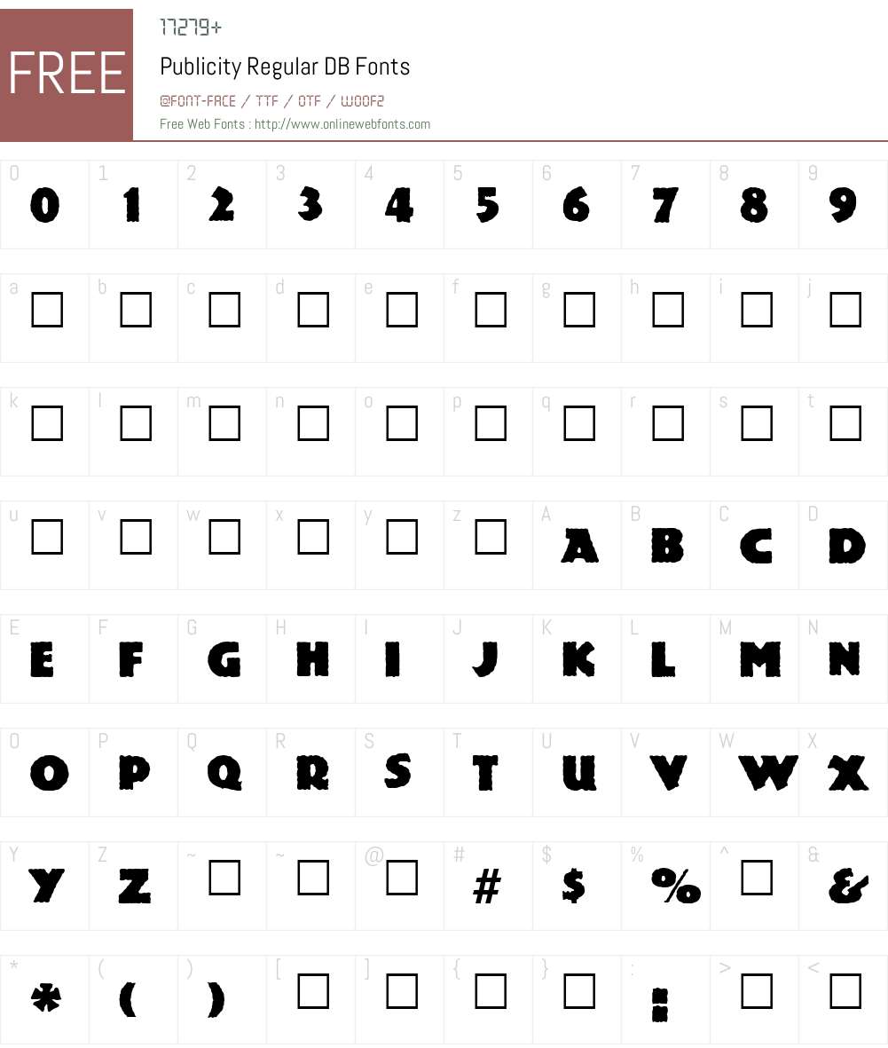 Publicity DB Font Screenshots
