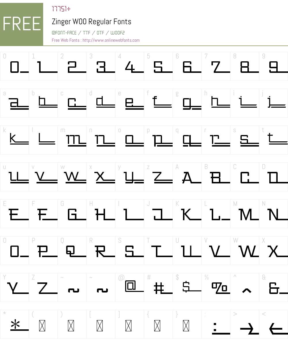 ZingerW00-Regular Font Screenshots