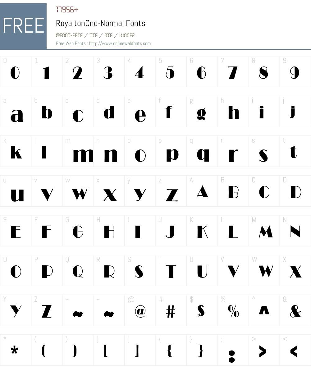 RoyaltonCnd-Normal Font Screenshots
