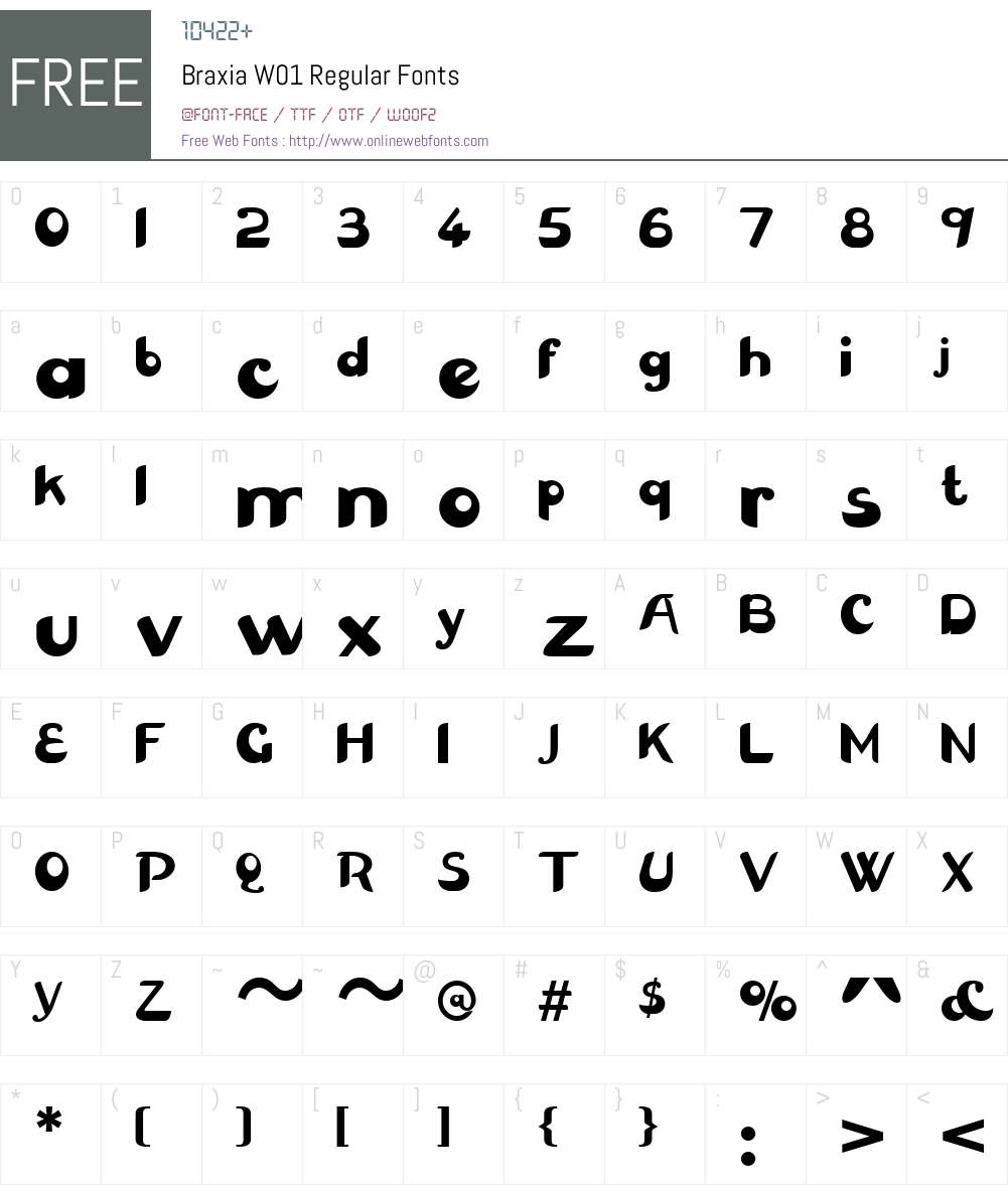 BraxiaW01-Regular Font Screenshots