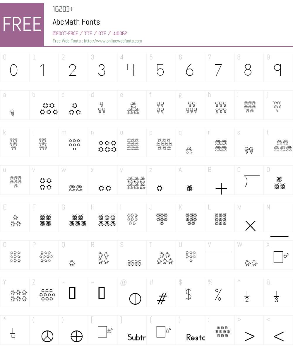 AbcMath Font Screenshots