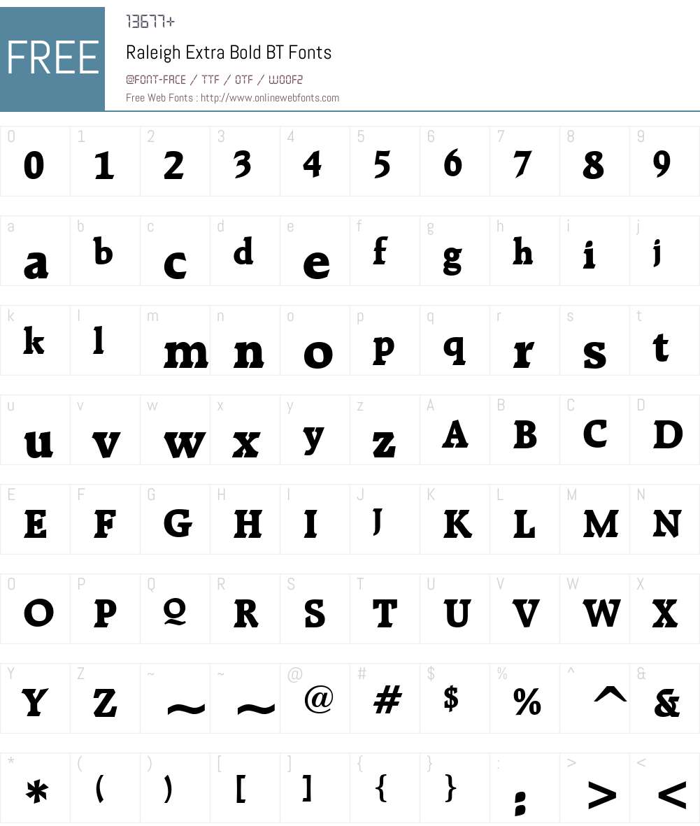 Raleigh Font Screenshots