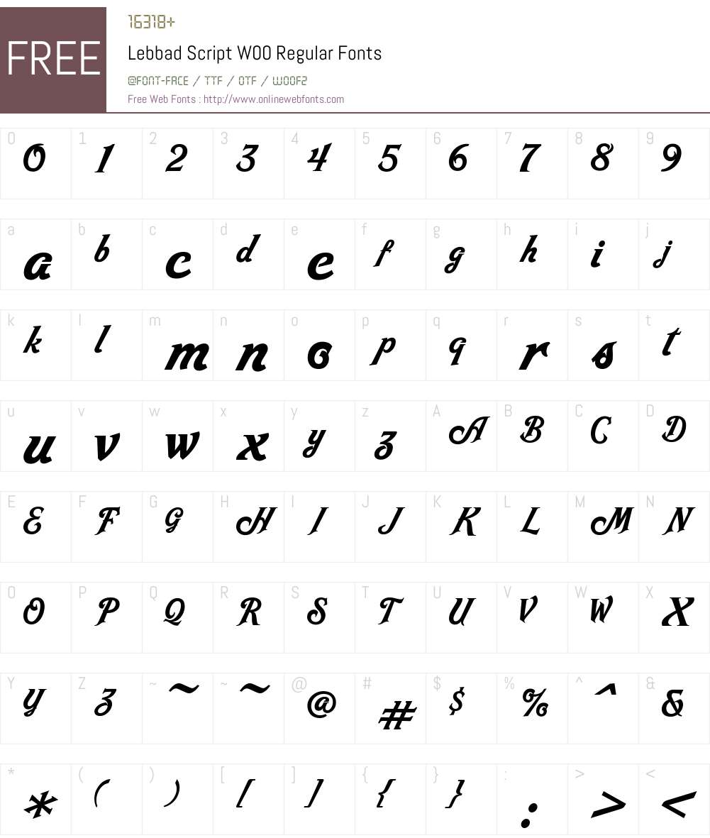 LebbadScriptW00-Regular Font Screenshots