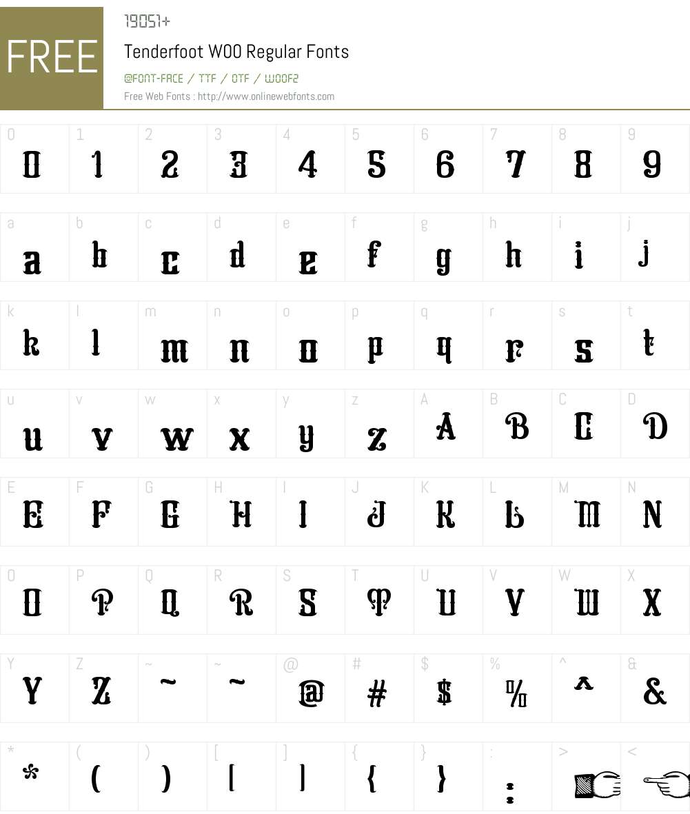 TenderfootW00-Regular Font Screenshots