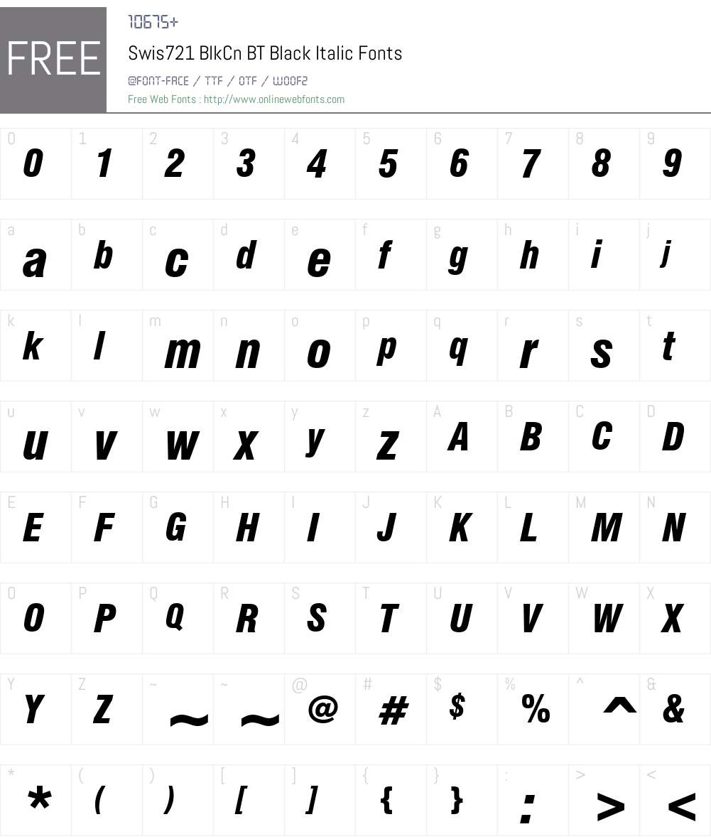 Swis721 BlkCn BT Font Screenshots