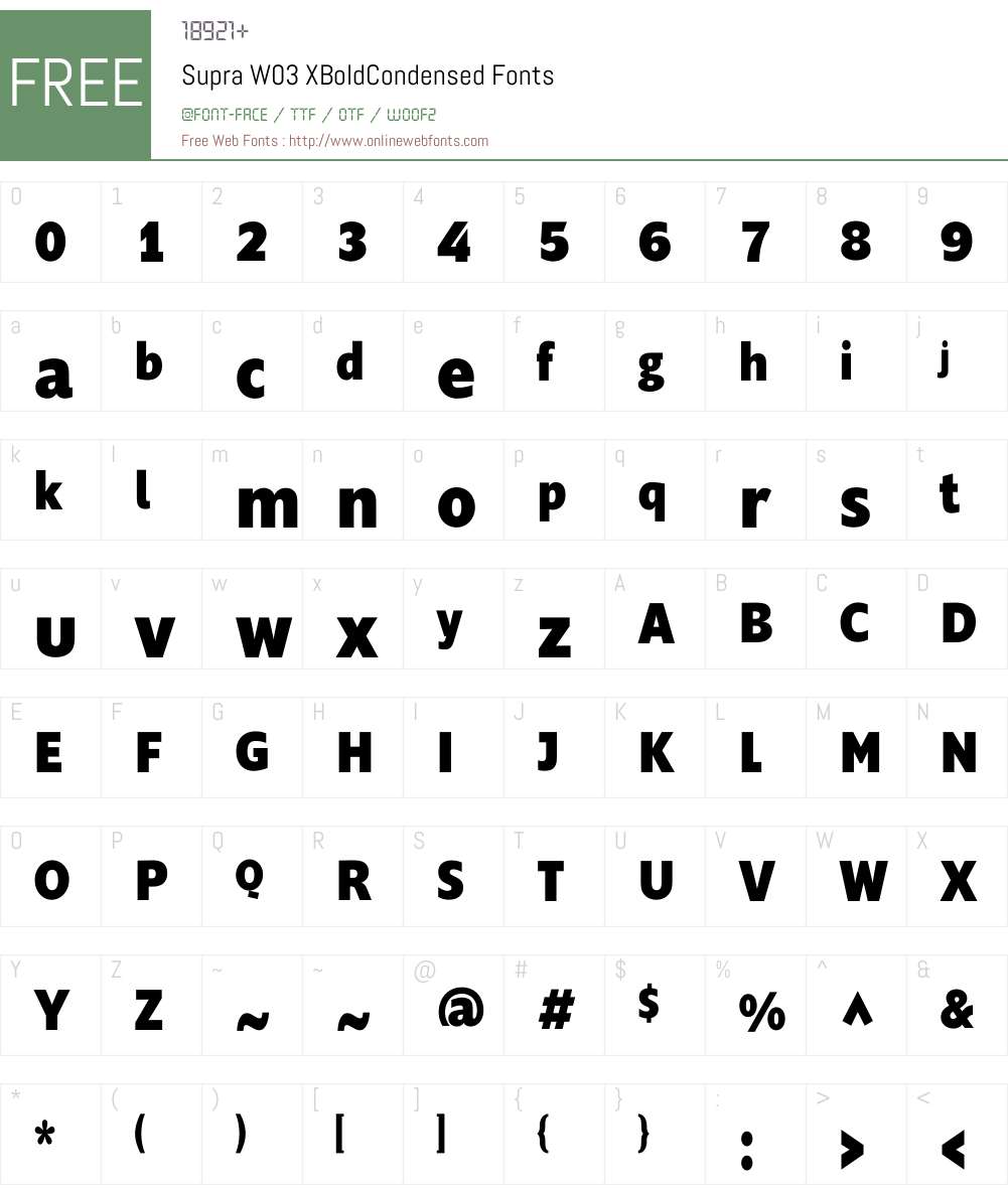 Supra Condensed Font Screenshots