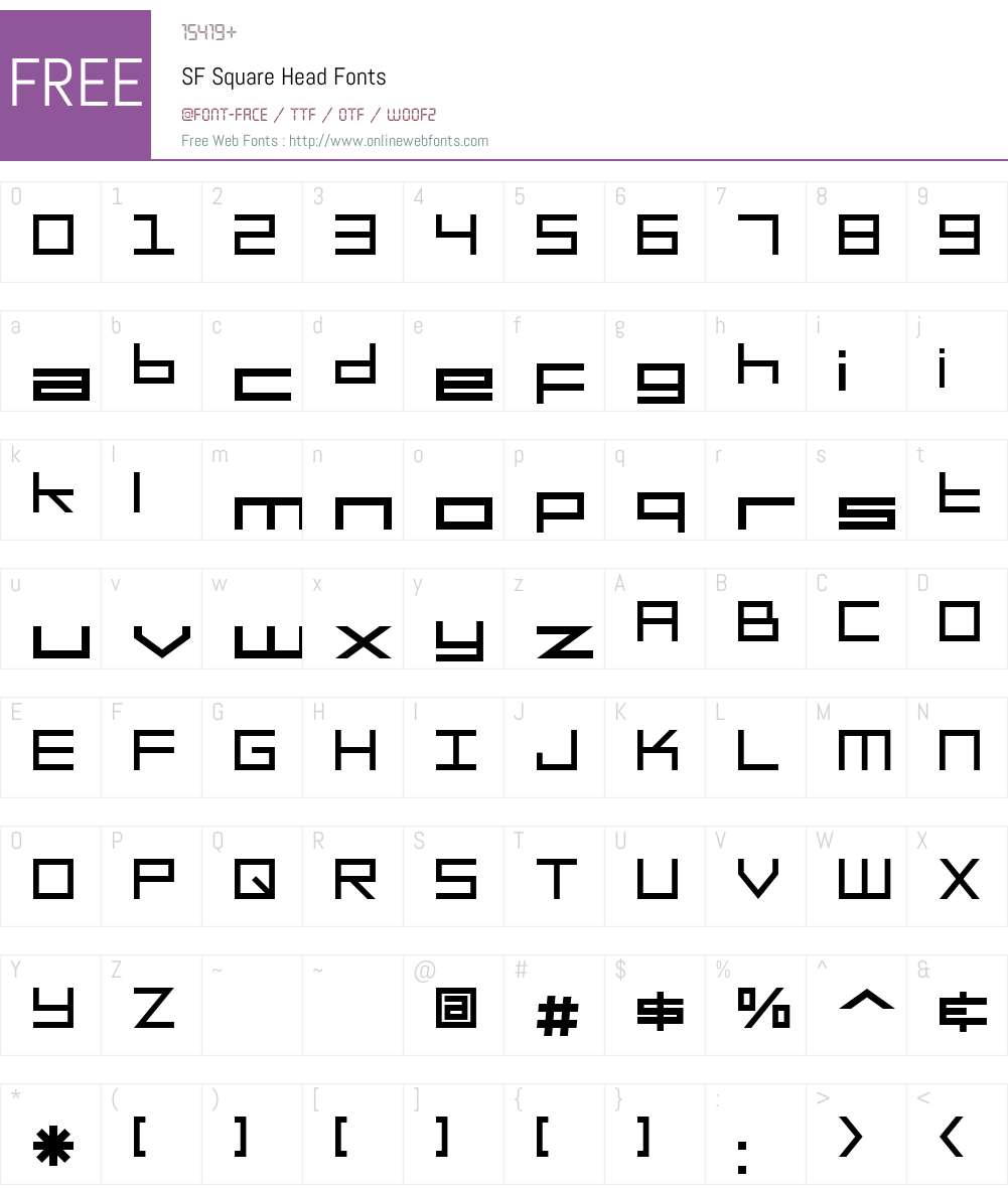 SF Square Head Font Screenshots